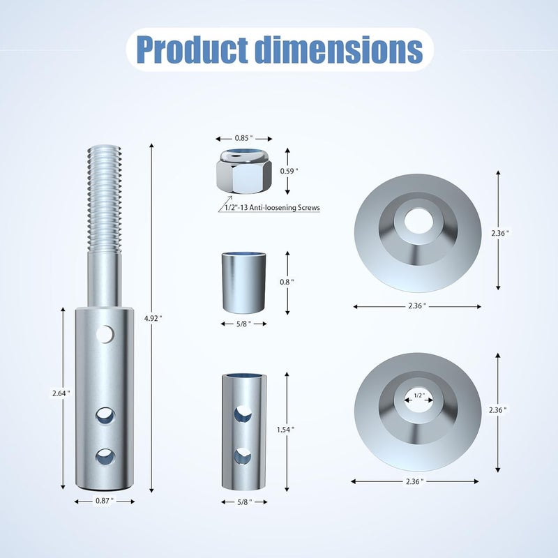 neeki Bench Grinder Motor Shaft Extension for Polishing, 1/2" and 5/8" Motor Threaded Shaft Adapter, Fits 1/2" and 5/8" Center Hole Cloth Polishing Wheels and Airway Polishing Wheels - Image 2
